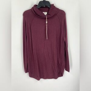 Caslon Burgundy Cowl Neck Relaxed Fit Sweater size S